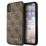 Guess GUHCI65G4GFBR iPhone Xs Max brown hard case 4G Metal Gold Logo