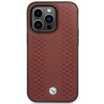 BMW BMHMP14L22RFGR case iPhone 14 Pro 6.1" burgundy/burgundy Leather Diamond Pattern MagSafe - imagine 3