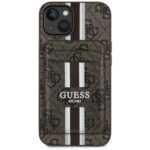 Case Guess 4G Stripes with wallet Magsafe for iPhone 15 brown - imagine 2