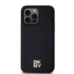DKNY DKHMP14XPSHRPSK iPhone 14 Pro Max 6.7" black hardcase Leather Monogram Pattern Metal Logo M - imagine 3