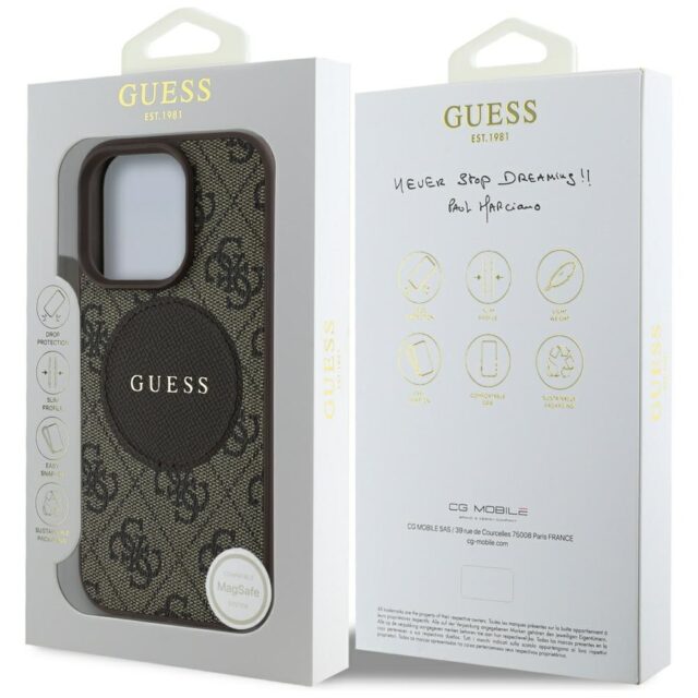 Case Guess 4G Circle Classic Logo MagSafe for iPhone 16 Pro Max brown - imagine 8