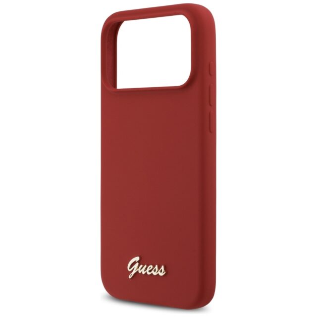 Case Guess Silicone Script Metal Logo MagSafe for iPhone 17 Pro Max magenta - imagine 6