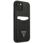 Guess GUHCP13SPSATPK iPhone 13 mini 5,4" black hardcase SaffianoTriangle Logo Cardslot - imagine 4