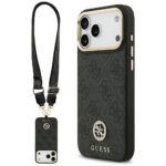 Guess 4G Srtass Logo & Big Strap Metal Buttons MagSafe Case for iPhone 17 Pro Max black