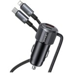 USAMS YT Series CC287 Car Charger 66W 1xUSB-A 1xUSB-C + 2in1 USB-C/Lightning Cable - imagine 2