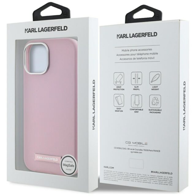 Case Karl Lagerfeld FW Metal Plate MagSafe for iPhone 15 pink - imagine 8