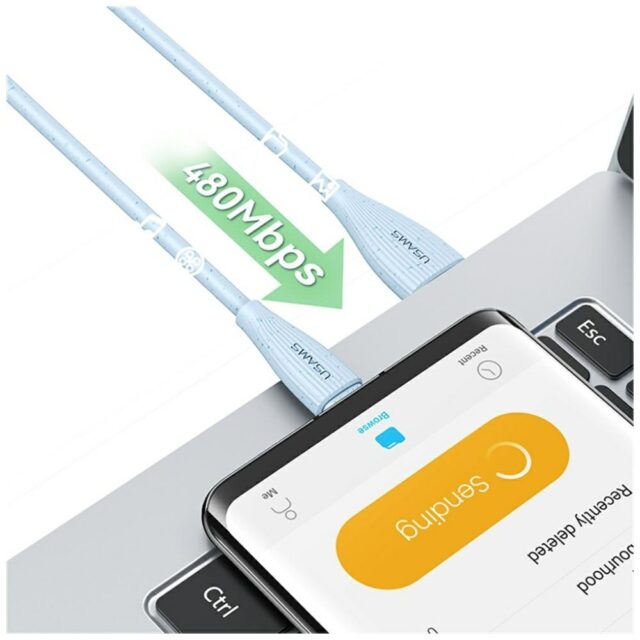 Cable USAMS Green Series SJ714 18W 3A USB-A to USB-C 1m blue - imagine 9