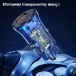 USAMS car charger 1xUSB+1xUSB-C C32 30W Fast Charge blue CC164CC02 (US-CC164) - imagine 2