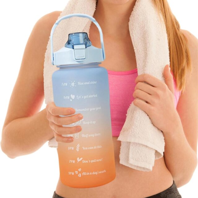 Extralink | Motivational Bottle | Water Bottle, 2000ml, Blue-Orange, BUT-993 - imagine 4