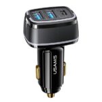 USAMS Car Charger 2xUSB + 1xUSB-C C24 80W (only head) Fast Charge black CC126TC01 (US-CC126)