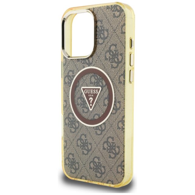 Case Guess IML Metal Glitter 4G Circle Triangle MagSafe for Phone 16 Pro brown - imagine 6