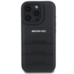 AMG AMHCP16XGSEBK iPhone 16 Pro Max 6.9" black hardcase Leather Debossed Lines Black Logo - imagine 3