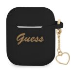 Guess GUA2LSCHSK AirPods cover black Silicone Charm Heart Collection