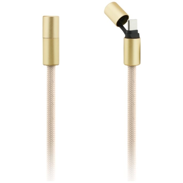 Cable Guess CBDY 4G Charm USB-C/USB-C 150cm beige - imagine 3
