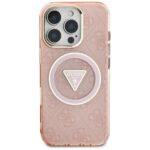 Case Guess IML Metal Glitter 4G Circle Triangle MagSafe for iPhone 16 Pro Max pink - imagine 3