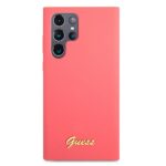 Guess GUHCS22LLSLMGFU S22 Ultra S908 fuchsia hardcase Silicone Script Metal Logo - imagine 3