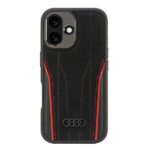Audi Genuine Leather MagSafe iPhone 16 6.1" black-red hardcase AU-TPUPCMIP16-R8/D3-RD