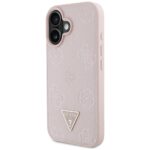 Case Guess Grained Hot Stamp Peony Triangle Logo MagSafe for iPhone 16 pink - imagine 2