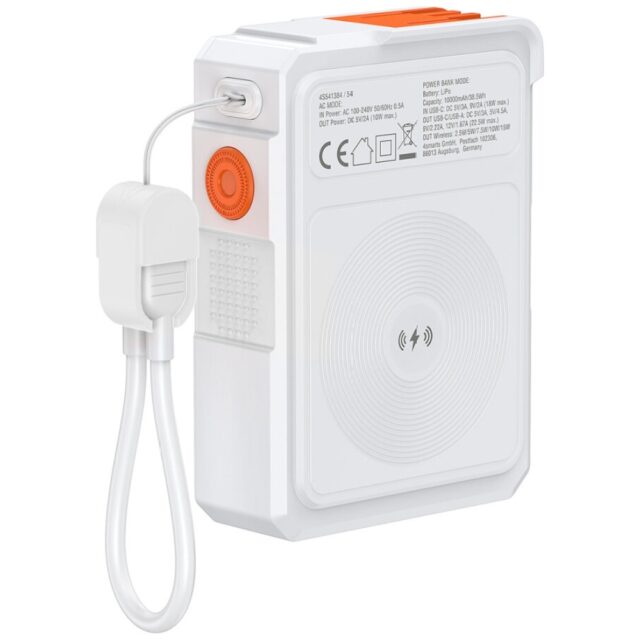 Hybrid charger 4smarts 6-in-1 USB-C/USB-A PD 22.5W with 10,000 mAh power bank, Qi wireless charging, - imagine 2