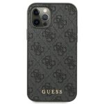Guess GUHCP12LG4GFGR iPhone 12 Pro Max 6,7" grey hard case 4G Metal Gold Logo - imagine 3