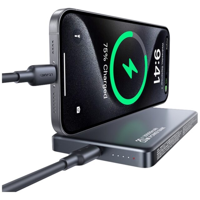 Powerbank USAMS CY Series CD242 10000mAh 20W Magnetic Wireless titanium - imagine 5