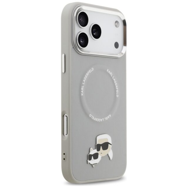 Karl Lagerfeld Karl & Choupette Pins MagSafe Case for iPhone 17 Pro Max Gray - imagine 4
