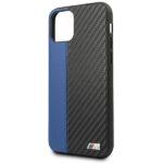 BMW case BMHCN61MCARBL iPhone 1 / Xr 6,1" black hardcase M Collection PU Carbon Blue Stripe - imagine 3