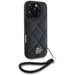 Case Karl Lagerfeld Quilted Initial Logo & Chain Strap for iPhone 16 Pro black - imagine 3