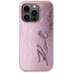 Case Karl Lagerfeld Wrinkled Metal Signature for iPhone 15 Pro pink - imagine 3