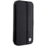 BMW BMBKP14X22RDPK iPhone 14 Pro Max 6.7" black bookcase Leather Textured&Stripe - imagine 3