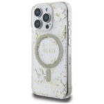 Case Guess Resin Flowers Glitter MagSafe for iPhone 16 Pro beige - imagine 2