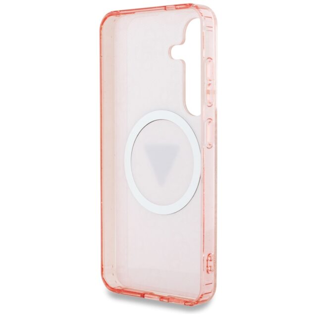 Case Guess 4G Glitter Triangle Buttons MagSafe for Samsung Galaxy S25 pink - imagine 7
