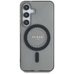 Case Guess Rhinestones Printed Classic Logo MagSafe Samsung Galaxy S25 black - imagine 3