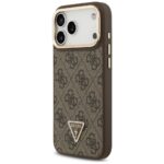 Case Guess 4G PU Triangle Logo & Stand Camera Magsafe for iPhone 17 Pro Max brown - imagine 2