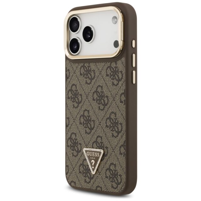 Case Guess 4G PU Triangle Logo & Stand Camera Magsafe for iPhone 17 Pro Max brown - imagine 2