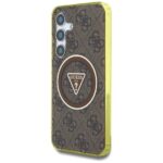 Case Guess 4G Glitter Triangle Buttons MagSafe for Samsung Galaxy S25 brown - imagine 2