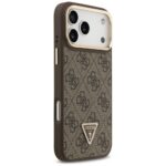 Case Guess 4G PU Triangle Logo & Stand Camera Magsafe for iPhone 17 Pro Max brown - imagine 4