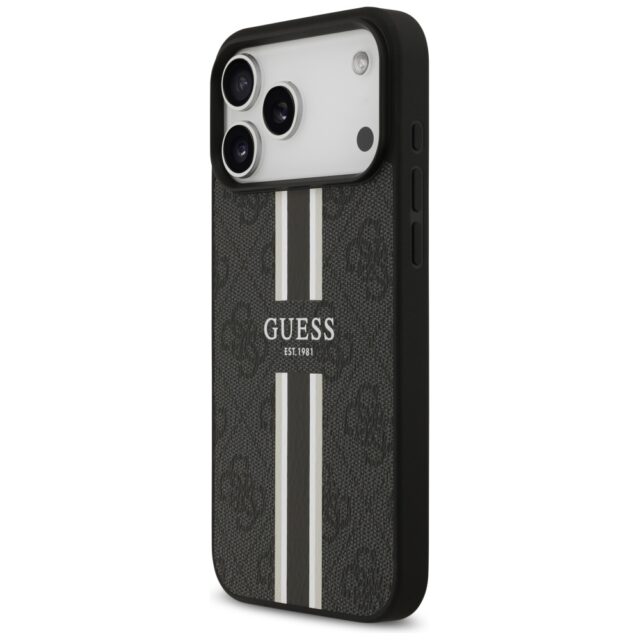 Case Guess 4G Printed Stripes MagSafe for iPhone 17 Pro Max black - imagine 2