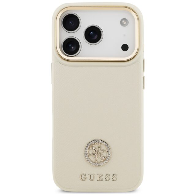 Case Guess Grained Strass Logo MagSafe for iPhone 17 Pro beige - imagine 3