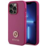 Guess GUHCP15LPS4DGPP iPhone 15 Pro 6.1" pink hardcase Strass Metal Logo