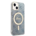 Guess Set GUBPP14SH4EACSB Case+Charger iPhone 14 / 15 / 13 6,1" blue hard case 4G Print - imagine 4