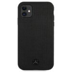 Mercedes MEHCN61MBLBK iPhone 11 black hardcase Leather Meshed Metal Logo - imagine 3
