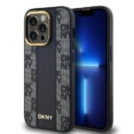 DKNY DKHMP13XPCPVSLK iPhone 13 Pro Max 6.7" black hardcase Leather Checkered Mono Pattern MagSafe