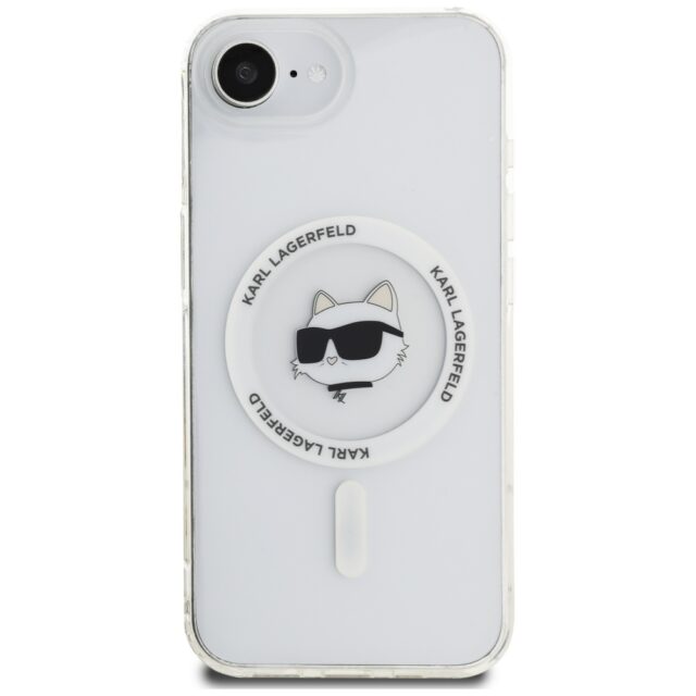 Case Karl Lagerfeld IML Metal Choupette Head MagSafe for iPhone 16e white - imagine 3
