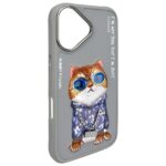 Nimmy case iPhone 16 6.1" gray Glasses Cool Cat - imagine 4