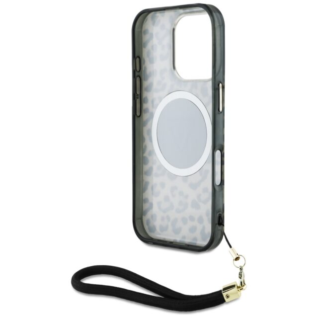 Case Guess HC IML Leopard Triangle Cord Strap for iPhone 16 Pro Max MagSafe brown - imagine 6