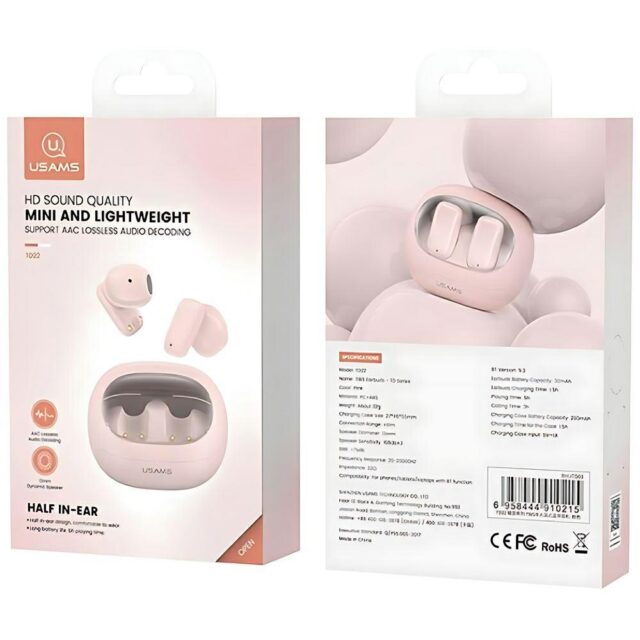 USAMS Bluetooth 5.3 TWSTD Series Wireless Headphones White BHUTD01 (TD22) - imagine 9