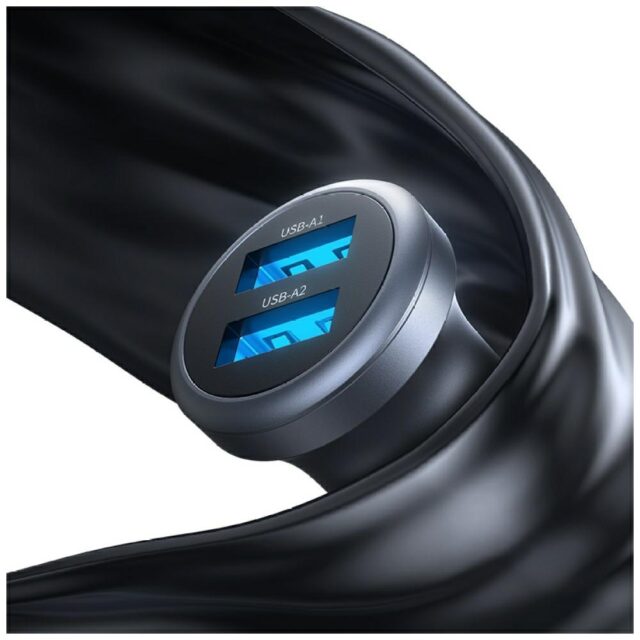 USAMS CC320 Aluminum Car Charger 2.4A 2xUSB-A tarnish - imagine 4