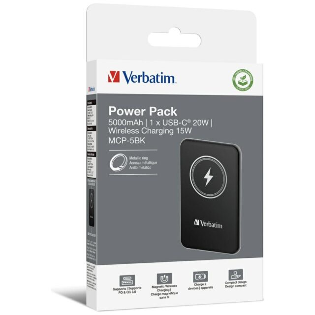 Verbatim Wireless Magnetic Power Bank `n` Go 15W 5000mAh black 32240 - imagine 6