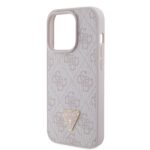 Guess GUHCP15LP4TDPP iPhone 15 Pro 6.1" pink hardcase Leather 4G Triangle Strass - imagine 6